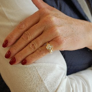 Bague Or Jaune 18K Massif  avec Diamants Brillants H-VS.