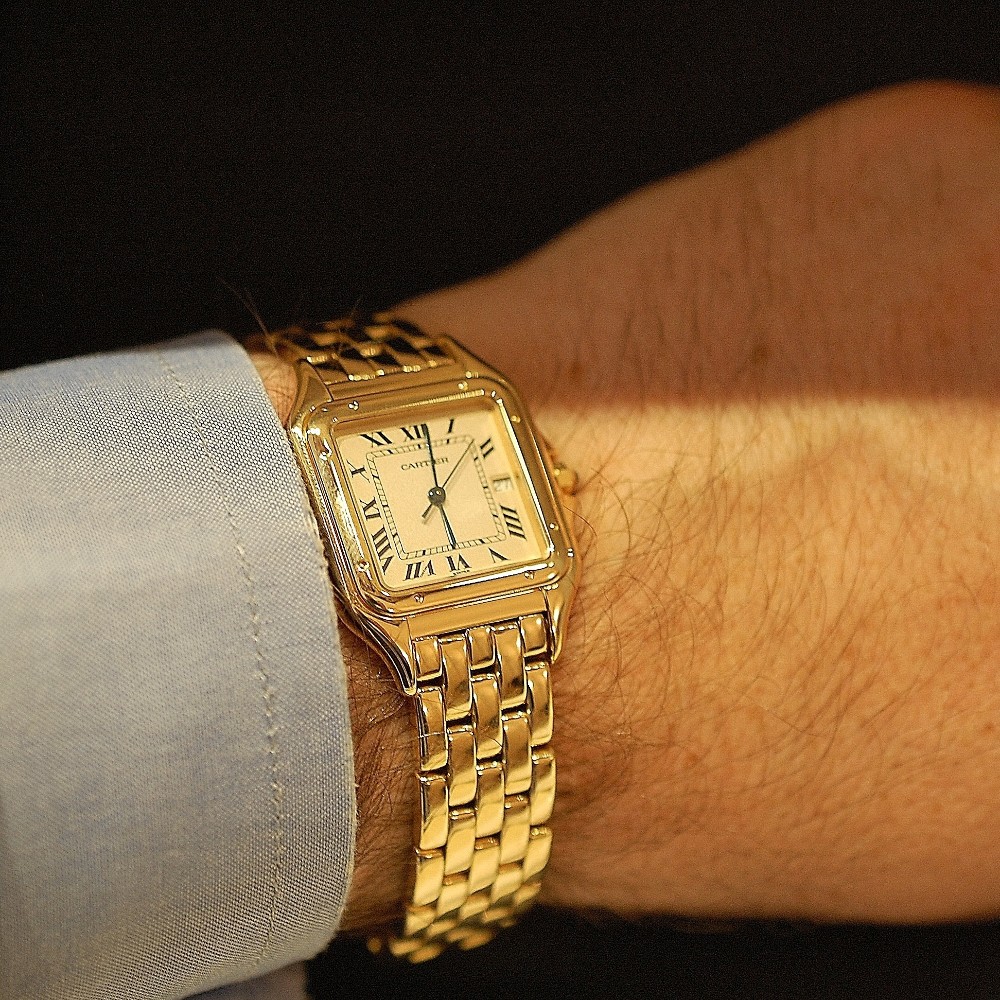 Montre Cartier "Panthère" homme GM en Or 18k massif quartz Vers 1998.