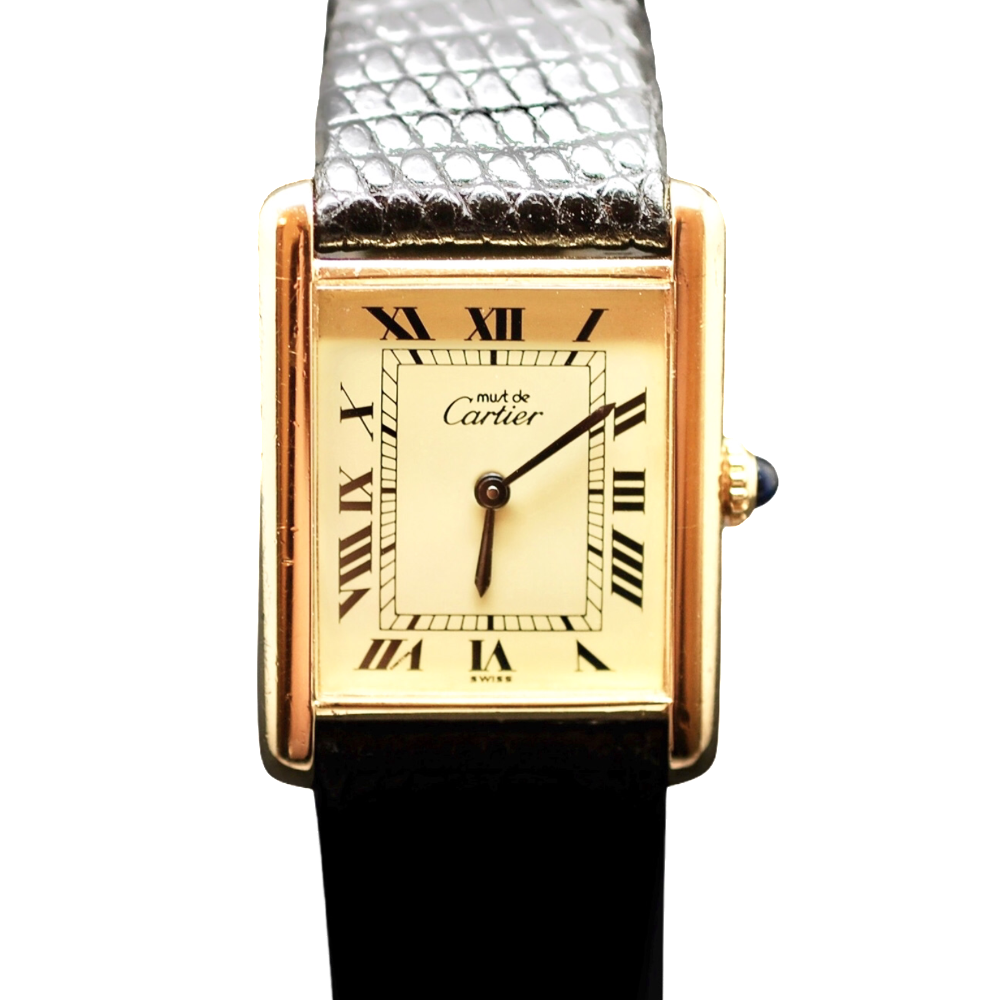 Montre Cartier homme "Must Tank" Vermeil mécanique de 1980.  