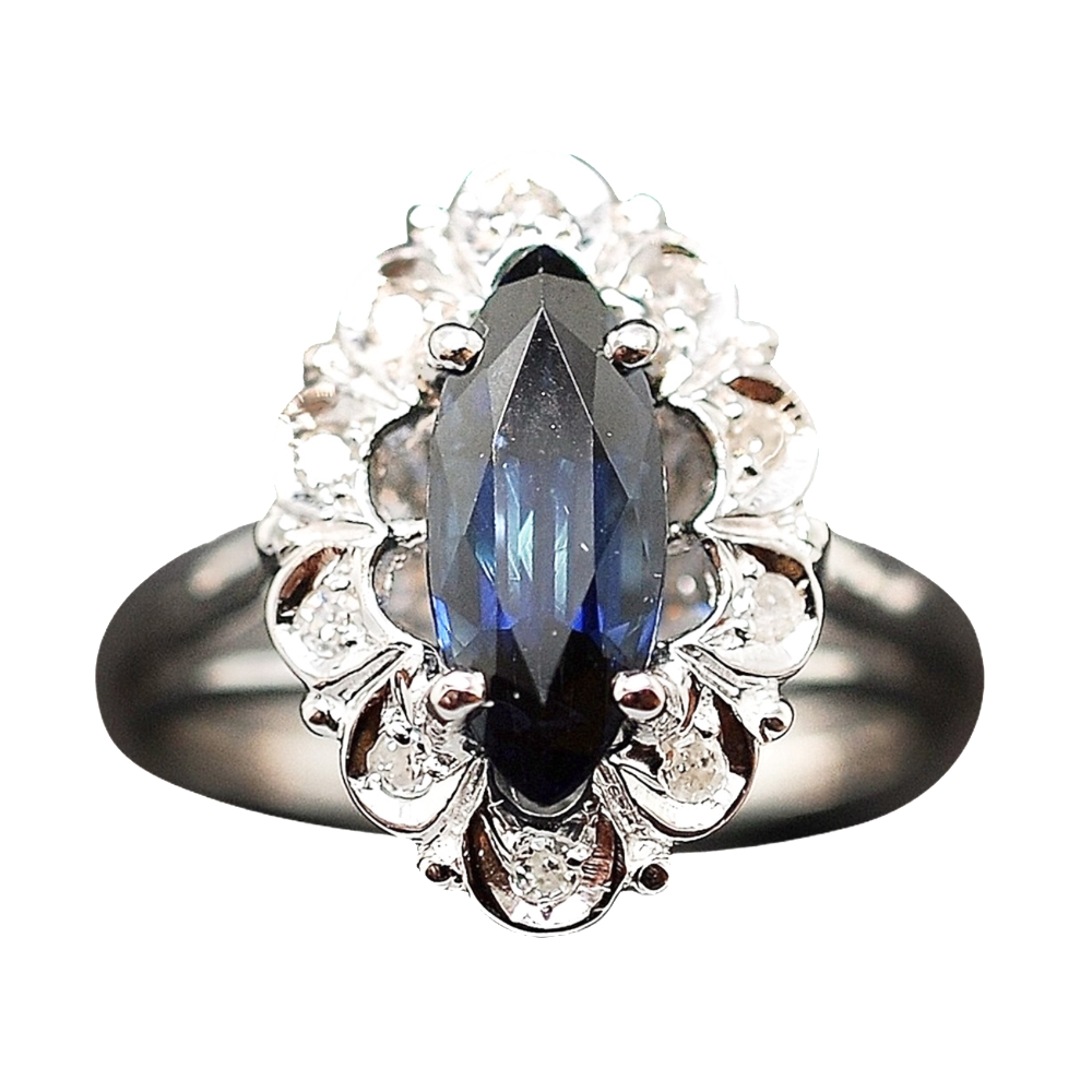 Bague en or gris 18k avec saphir fin et diamants .Taille 53 Bague en or gris 18k avec saphir fin et diamants .Taille 53