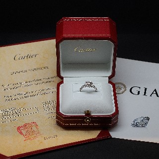 Solitaire Cartier Platine, Diamant 0,64 ct H-VS1 + bts de 2014  Taille 49.