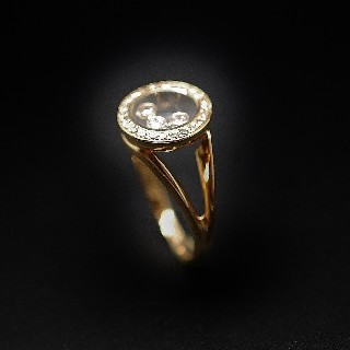 Bague Chopard Happy Diamonds Or Jaune 18k Diamants. Taille 54