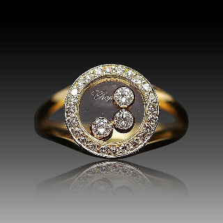 Bague Chopard Happy Diamonds Or Jaune 18k Diamants. Taille 54