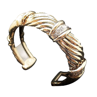 Bracelet Rigide or jaune 18k OJ.Perrin avec Diamants brillants.