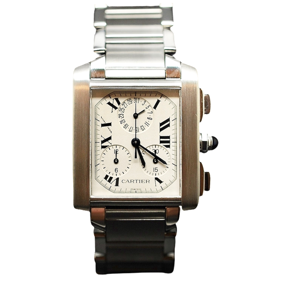 Montre Cartier Tank Française Chronoflex Acier Homme de 1998. Quartz