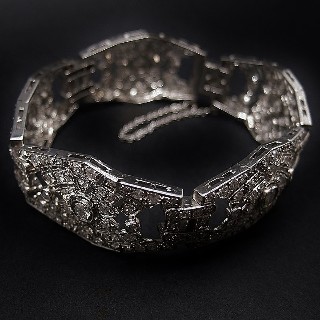 Bracelet Platine Art Déco Avec 9.0 Cts de Diamants