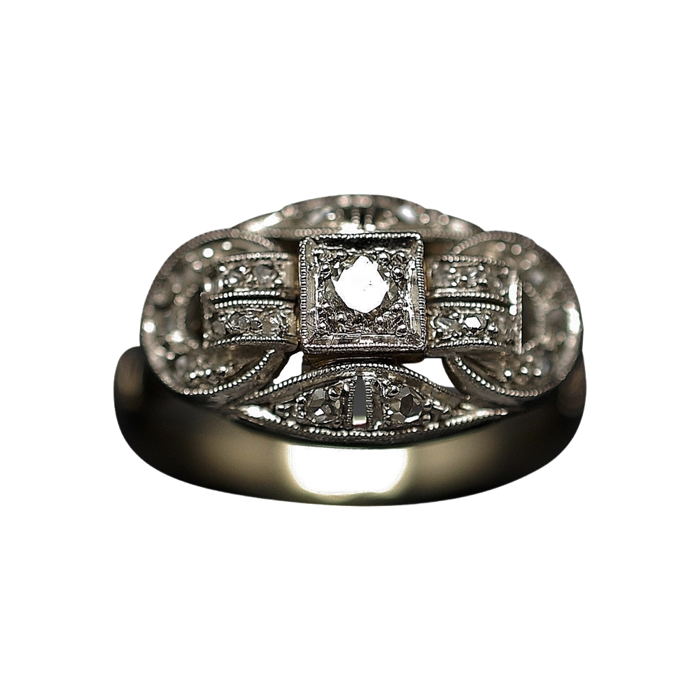 Bague en Or 18 Cts et platine avec 0.30 Cts  de Diamants . Taille 54