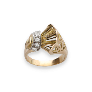 Bague Vers 1930 – Or Jaune 18k & Platine – 6...