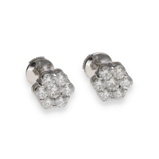Boucles d’Oreilles Fleur – Or Blanc 18k – 1,60 ct de...
