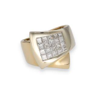 Bague Ceinture – Or 18k – 20 Diamants Princesse–...