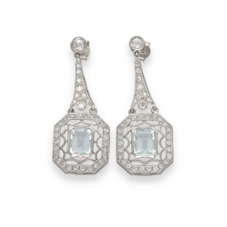 Boucles d’Oreilles Art Déco – Platine –...