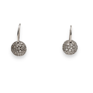 Boucles d’Oreilles Dormeuses – Or Blanc 18k – Billes...