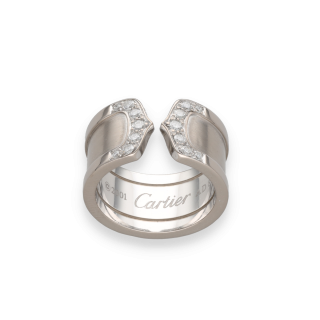 Bague Cartier Double C – Or Gris 18k – Diamants –...
