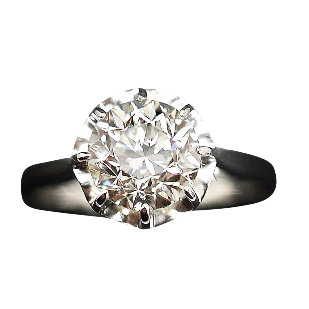 Solitaire en platine avec Diamant brillant de 1.67 Cts I-SI2 .