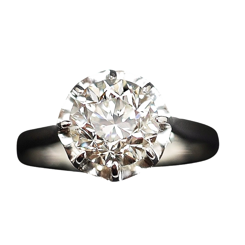Solitaire en platine avec Diamant brillant de 1.67 Cts I-SI2 . Solitaire en platine avec Diamant brillant de 1.67 Cts I-SI2 .