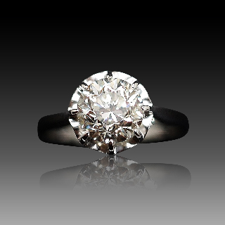 Solitaire en platine avec Diamant brillant de 1.67 Cts I-SI2 .