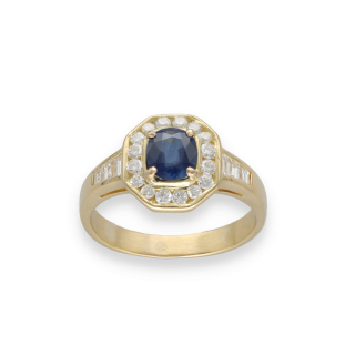Bague Saphir & Diamants – Or Jaune 18k – Saphir...