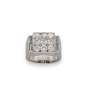 Bague Art Déco – Platine Massif – Diamants Taille...