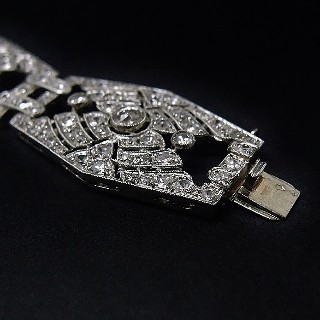 Bracelet Platine Art Déco Avec 9.0 Cts de Diamants