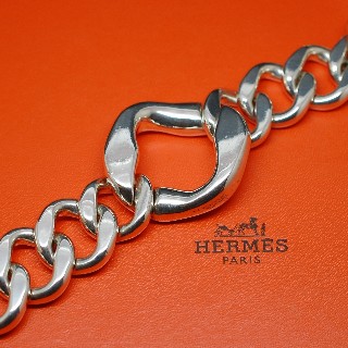 Collier Ras du Cou Hermes en Argent Maille Gourmette.