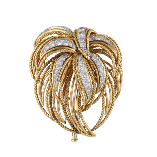 Broche Signée Regner – Or 18k & Platine – Diamants...