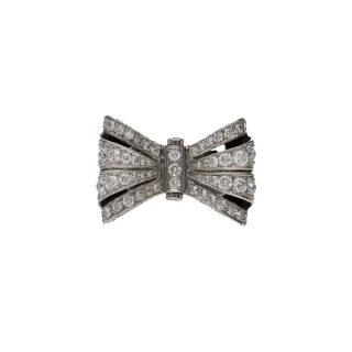 Bague Nœud Art Déco – Platine & Diamants env. 1,50...