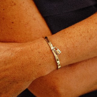 Bracelet Louis Vuitton en or gris 18k massif Lockit. Taille 15.