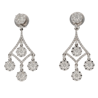 Boucles d’Oreilles Diamants – Or Gris 18k – 2 ct –...