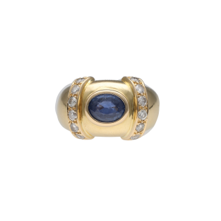 Bague Saphir de Ceylan 1 ct & Diamants 0,60 ct – Or...