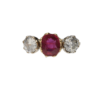 Bague Trilogie Rubis 1,75 ct & Diamants 0,90 ct...