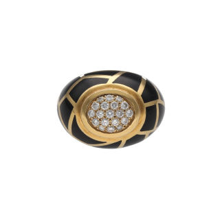 Bague Émail Noir & Diamants 0,80 ct – Or 18k –...