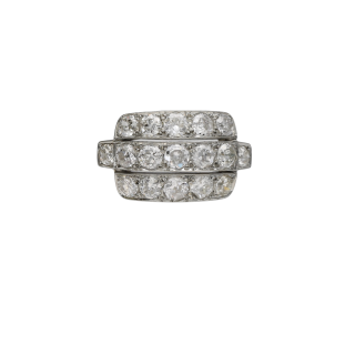 Bague Art Déco Diamants 2,80 ct – Or Blanc 18k –...