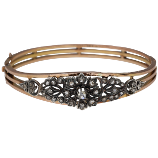 Bracelet Ancien Diamants – Or Rose 18k & Argent –...