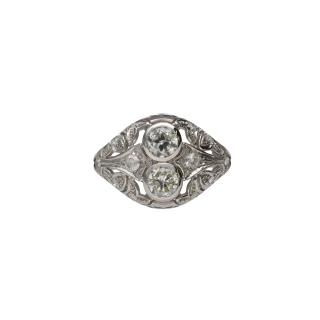 Bague Dôme Art Déco Diamants 1,05 ct – Or Blanc 18k...