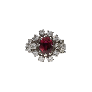 Bague Rubis 1 ct & Diamants – Or Blanc 18k – Taille...