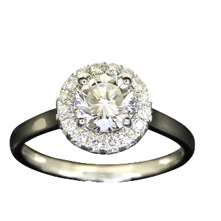 Solitaire en platine avec Diamant brillant 1.01 Cts G-VVS2 + 0.50 Cts.