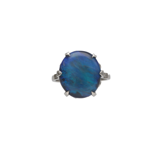 Bague Opale Bleue & Diamants – Platine – Taille 60 –...