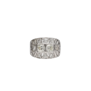Bague Bandeau Art Déco Diamants 2 ct – Or Blanc 18k...