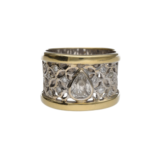 Bague Bandeau Diamant Poire 0,80 ct & Diamants 0,60...