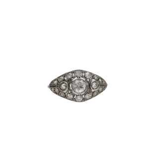Bague Dôme Art Déco Diamants 0,70 ct – Platine –...