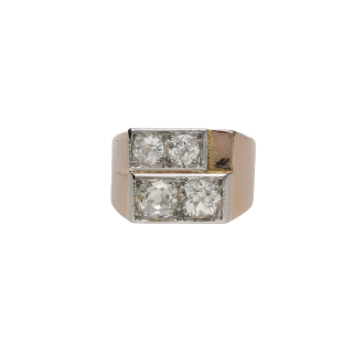 Bague Chevalière Diamants 1,80 ct – Or 18k & Platine...