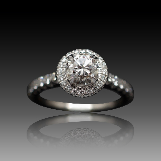 Solitaire en platine avec Diamant brillant 1.01 Cts G-VVS2 + 0.50 Cts.