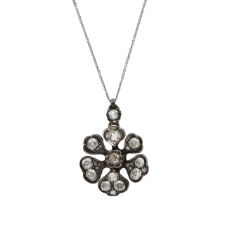 Pendentif Fleur Diamants 1,20 ct – Or & Argent –...