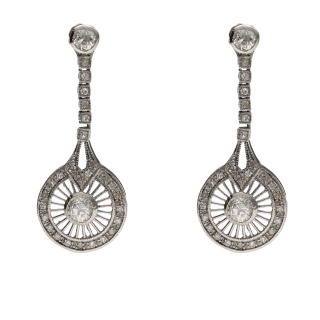 Pendants d’Oreilles Art Déco Diamants 1,20 ct –...