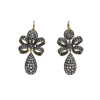 Boucles d’Oreilles Diamants Pavés – Or 9k & Argent –...