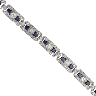 Bracelet Art Déco Saphirs & Diamants – Platine – 20...