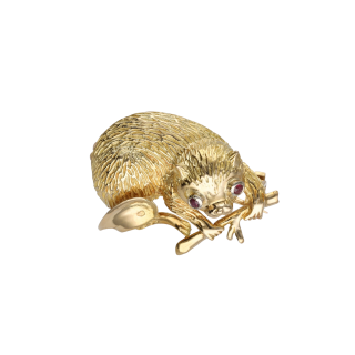 Broche Lémurien Rubis – Or Jaune 18k – Travail Français