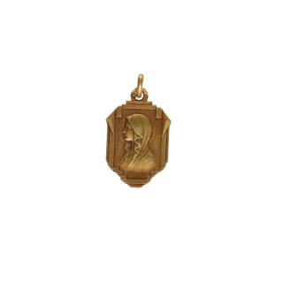 Médaille Vierge Art Déco – Or Jaune 18k – 2 cm –...