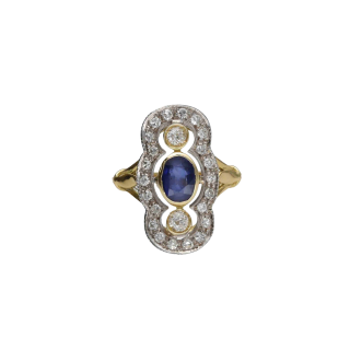 Bague Marquise Saphir 1 ct & Diamants 0,60 ct – Or...