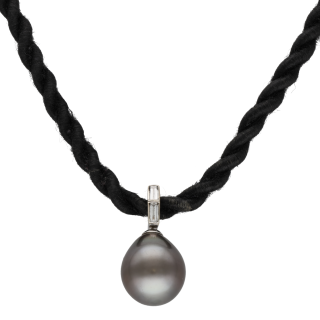 Collier Pendentif Perle de Tahiti 13,6 mm & Diamants...